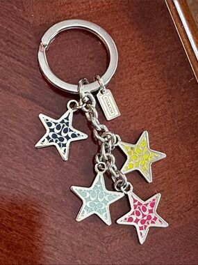 Coach Enamel Star Charm Keyring in Navy, Yellow, Light Blue & Pink